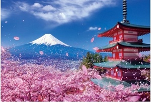 世界極小 1000マイクロピース・パズル「富士と桜舞う浅間神社 (山梨)」新品