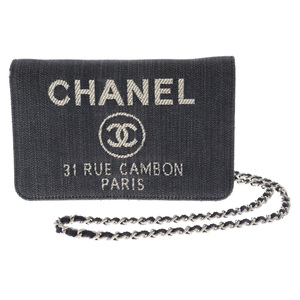 CHANEL シャネル ドーヴィル チェーンウォレット ショルダーバッグ デニムキャンバス インディゴブルー