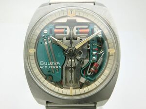 1000円スタート 腕時計 BULOVA ブローバ ACCUTRON アキュトロン スペースビュー スケルトンダイヤル 音叉式 アンティーク WHO B213