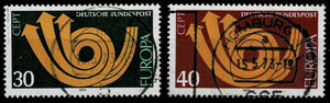 ★西ドイツ　ヨーロッパ切手2種完　1973年 JPS#1710-1　使用済