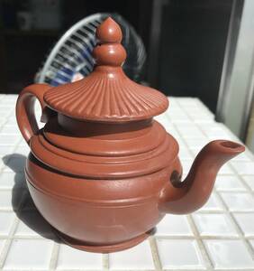 朱泥 急須 恵葉 高さ11cm 煎茶 煎茶道具 茶道 茶道具