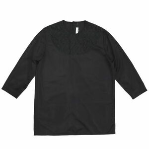 Comme des Garcons 1980s 黒の衝撃 レース切替 バックボタン トップス ブラウス コムデギャルソン 2305010