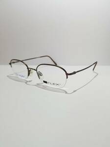未使用 眼鏡 メガネフレーム FLEXON 140 Ti Flex 2207 チタン CAFE 軽量 シンプル ハーフリム メンズ レディース 51口21-140 BB-1 訳あり