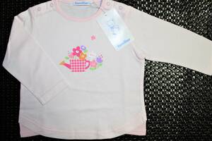 ●の　新品本物即決　80cm　ファミリア　familiar　日本製　長袖Tシャツ　女の子用　綿100%　ガーデン　花柄　ピンク　裾部分がオシャレ