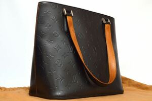 【極美品】ルイヴィトン Louis Vuitton モノグラム マット ストックトン ハンドバッグ トートバッグ レディース ブルー 1円 M55115