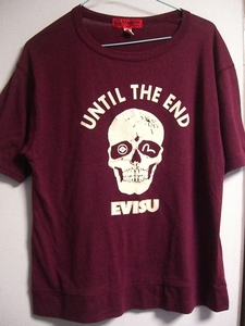 EVISU　Tシャツ　ワイン(バーガンディー)　ドクロ　スカル　 40