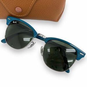 美品 Ray-Ban レイバン サングラス 眼鏡 アイウェア ファッション ケース付き ClubMaster クラブマスター RB3016 ボストン グリーン