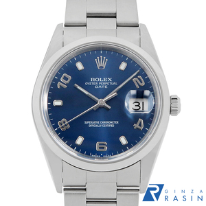 ロレックス オイスターパーペチュアル デイト 15200 ブルー 飛びアラビア P番 中古 メンズ 腕時計