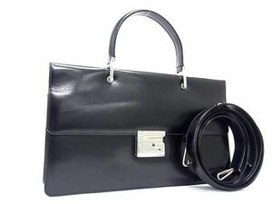 1円 ■極美品■ GUCCI グッチ 000 406 0534 レザー 2WAY ワンハンドル ハンドバッグ ショルダーバッグ レディース ブラック系 FA5945