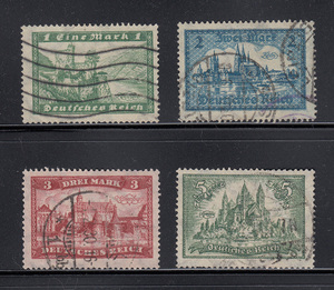 【ドイツ】1924年 風景図案シリーズ 使用済み切手 4種完セット Mi#364-367 (5h67LELm4F)