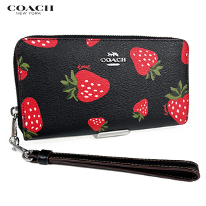 COACH コーチ レディース 財布 長財布 ワイルド ストロベリー プリント CH531 ブラック マルチ SVA47 いちご アウトレット 新作 新品