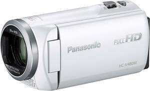 パナソニック HDビデオカメラ V480M 32GB 高倍率90倍ズーム ホワイト HC-V4(中古品)
