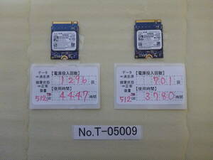 管理番号　T-05009 / SSD / KIOXIA / M.2 2230 / NVMe / 512GB / 2個セット / ゆうパケット発送 / データ消去済み / ジャンク扱い