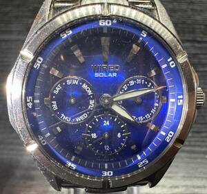腕時計 WIRED SOLAR V14J-0AS0 9N0366 ST.STEEL WATER RESISTANT 10BAR ワイアード 106.08g メンズ 稼働品 9D221WA