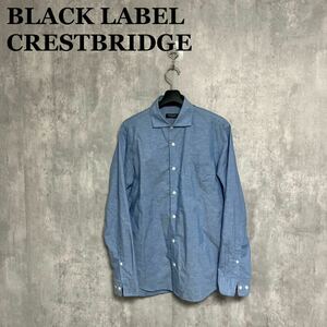 BLACK LABEL CRESTBRIDGE 麻混 長袖シャツ M ブラックレーベル クレストブリッジ