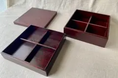 【松花堂2段】　二段重　天然木　漆塗　溜塗　重箱　茶道具　懐石