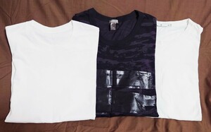 メンズ 半袖 Tシャツ 3点 セット XL Ｈ＆Ｍ ユニクロ 白 黒 無地 迷彩 ダメージ 丸首