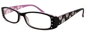 新品 老眼鏡 102 カラー5 : ブラック / ピンク +1.50 シニアグラス リーディンググラス 花柄 ラインストーン