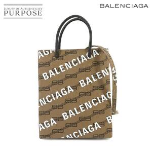 未使用 展示品 バレンシアガ BALENCIAGA BBモノグラム ラージ ショッピング バッグ 2way ハンド ショルダー バッグ PVC ブラウン 90228341