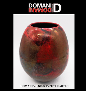 ＜DOMANI Collection＞未使用ドマーニ花器＿DOMANI VILNIUS 19 Limited＿限定品花瓶メタリックレッド