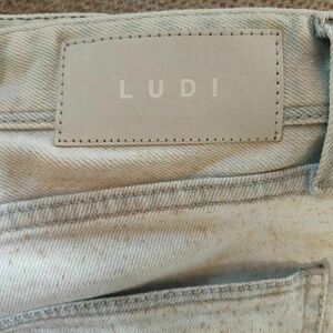 LUDI/ルディ リメイク クラッシュ ストレートデニムパンツ変色有