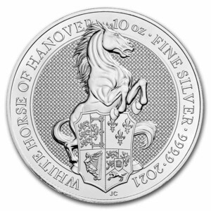 [保証書・カプセル付き] 2021年 (新品) イギリス「クィーンズ ビースト・ホワイトホース 白馬」純銀 10オンス 銀貨