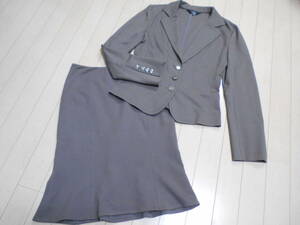 ◇INEDイネド　薄焦げ茶ストレッチ性大スカートスーツ9号日本製