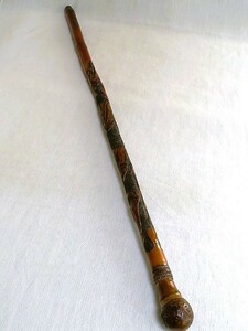 竹杖 ステッキ 約94cm 人物彫刻 竹根杖 竹手杖