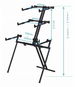 【E】KIKUTANI★3段タイプ★キーボードスタンド★折畳式★高さ＆幅調節可能★電子ピアノスタンド★3段アーム★AKB-668