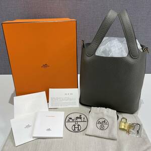 新品未使用☆ エルメス HERMES ピコタン ロック PM18 グリメイヤー（2022新色） ゴールド金具 ハンドバッグ U刻印　国内正規22年11月購入