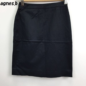 【人気】agnes b./アニエスベー タイトスカート ミニスカート フランス製 コットン ブラック サイズ34/S2470