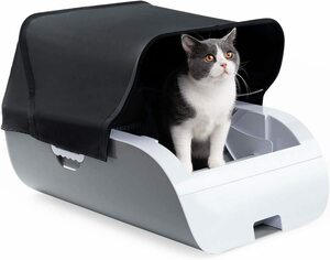 【期間限定セール】【専門】猫 自動トイレ 大きいサイズ猫対応 内蔵バッテリー付き ネコトイレ ワイド フード付き ニオイの広がり防止