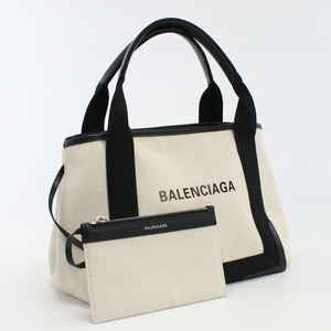 中古良品バレンシアガBALENCIAGA ネイビーカバスS キャンバス ブランド トートバッグ ホワイト系 ランク：A us-2 レディース