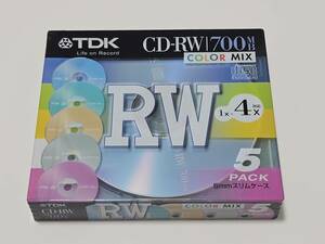 ■TDK/CD-RW/700MB/1-4倍/カラーミックス5mm厚ケース入り5枚パック/CD-RW80X5CCS