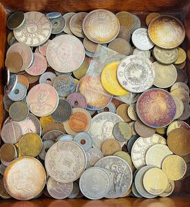 古銭　大量　外国 コイン　日本　銀貨　まとめて　約1kg /P2