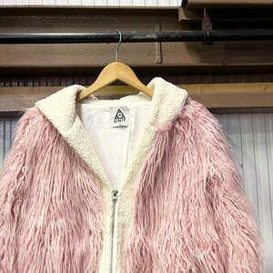 UNIF ファー&ボア ジャケット XSサイズ ピンク×オフホワイト ロングファー ユニフ digjunkmarket