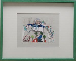 「穂高 真作」 人気版画家　山本容子「いなご」　2号　限定手彩色銅版画　1991年