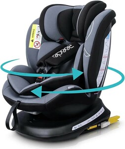 Reecle チャイルドシート 360° 回転式 新生児~12歳頃 (0-36kg) ISOFIX対応 シートベルト固定 (黒)