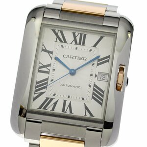 ☆良品★箱・保証書付き【CARTIER】カルティエ タンクアングレースXL デイト W5310006 自動巻き メンズ_713338【ev15】