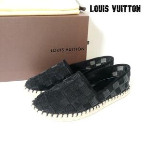 美品 Louis Vuitton ルイヴィトン 34 約21.5㎝ ダミエ エスパドリーユ スリッポン スニーカー レース スパンコール 黒 ブラック