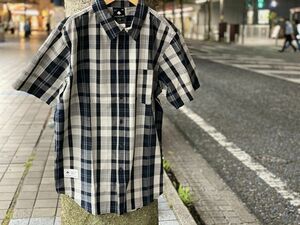 特大 4XL 【新品】LRG エルアールジー USA正規品 チェック柄 グレー Grey モノトーン 半袖 ボタンシャツ 綿100% ストリート オーバーサイズ