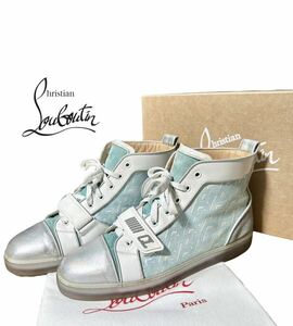 【希少デザイン】◆ Christian Louboutin クリスチャンルブタン ◆エナメル ロゴ総柄 スニーカー シューズ サイズ 42 1/2 27cm相当