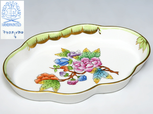 HEREND ヘレンド ヴィクトリアブーケ トレイ 小皿 箱付 しおり 牡丹 シノワズリ 陶磁器 西洋陶磁器 西洋美術 皿 洋食器　　z6780a