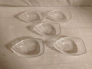 ガラス製笹舟型の小鉢　5個