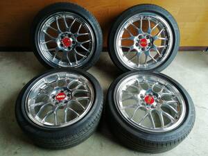 BBS　RS929A　8J　＋40　ポリッシュ　赤キャップ　BSレグノ　225/45　4本　BBS赤ナット20個　黒センターキャップ