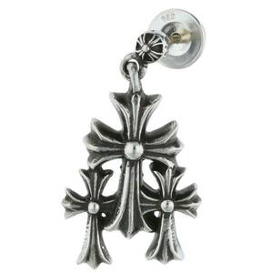 クロムハーツ Chrome Hearts 3 CH CROSS DROP/トリプルCHクロス ドロップシルバーピアス 中古 SJ02