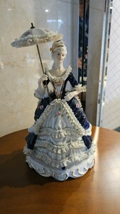  加藤工芸 レースドール ドレス 洋風雑貨 インテリア オブジェ 置物 飾り 女性 ※一部欠けあり 陶器人形 インテリア 置物 アンティーク