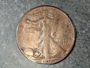 （1円スタート）アメリカ　ウォーキングリバティ　ハーフダラー　銀貨　1936年　アンティーク　コイン