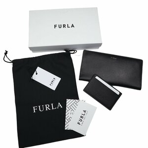 カードケース付きスリム長財布！ 【 FURLA / フルラ (伊 】人気マルテの上品な 小銭入れ付き ブラックシボレザーウォレット / メンズ