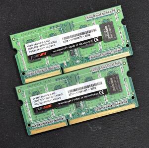 4GB 2枚組 (合計 8GB) PC3L-12800S DDR3-1600 S.O.DIMM 204pin 1Rx8 PanRam (動作確認済 memtest86+) (管:SB0202 x2s